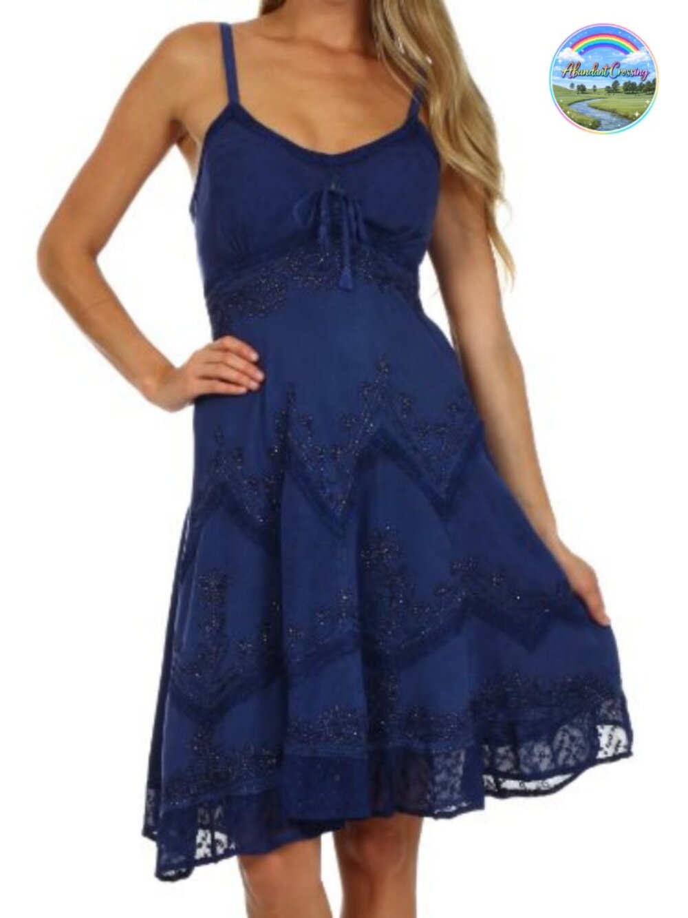 Stonewashed Rayon Adjustable Spaghetti Strap Midi Dress